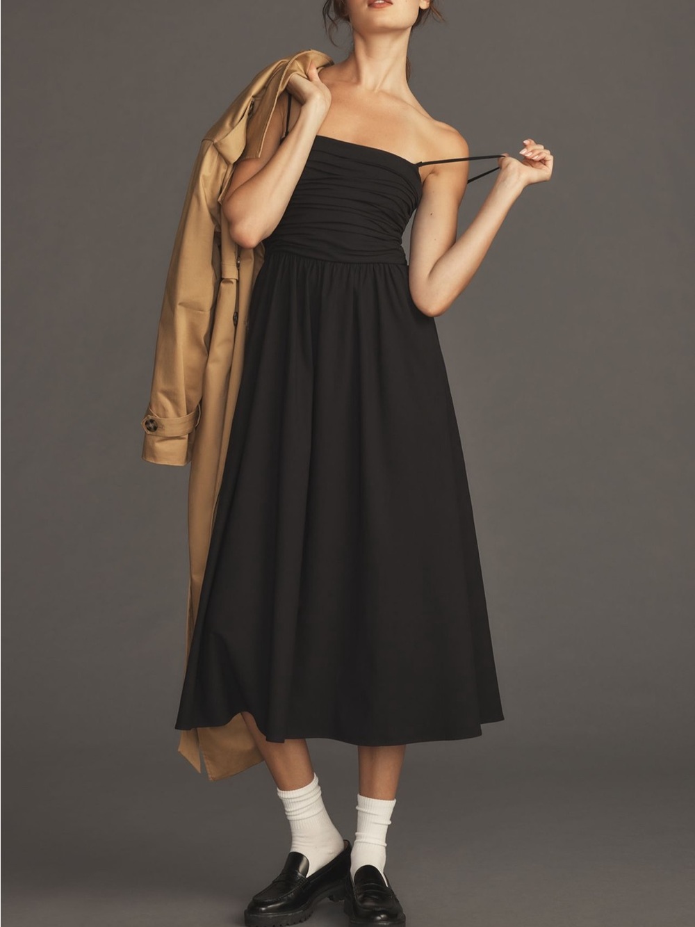 Reformation Lissa Dress — Black Strapless Midi - Picture 2 of 10